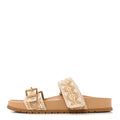Raffia Monogram Bom Dia Flat Mule Sandals Natural