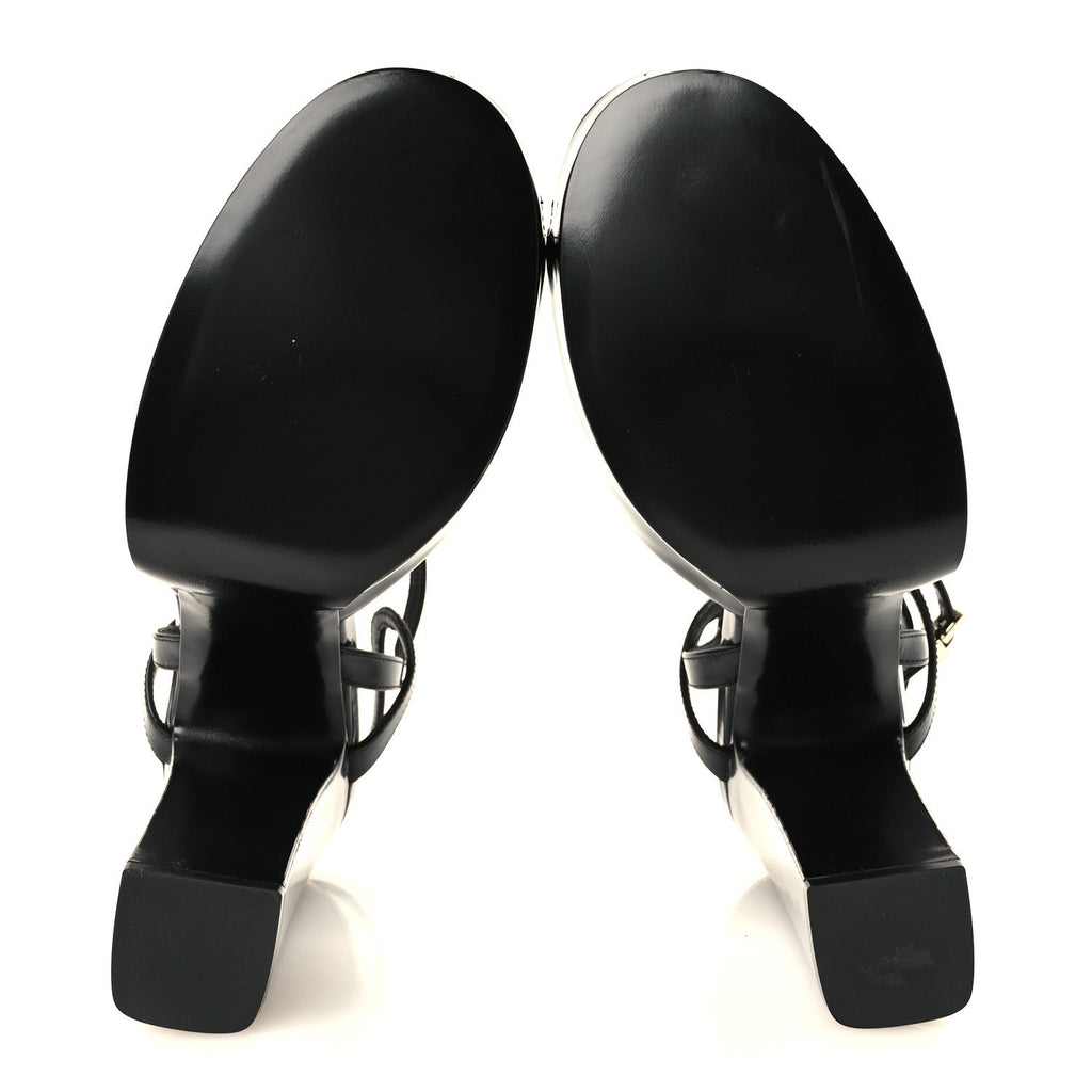 Gucci Regent Calfskin Nizza 95mm Women's Platform Sandals 39 Black