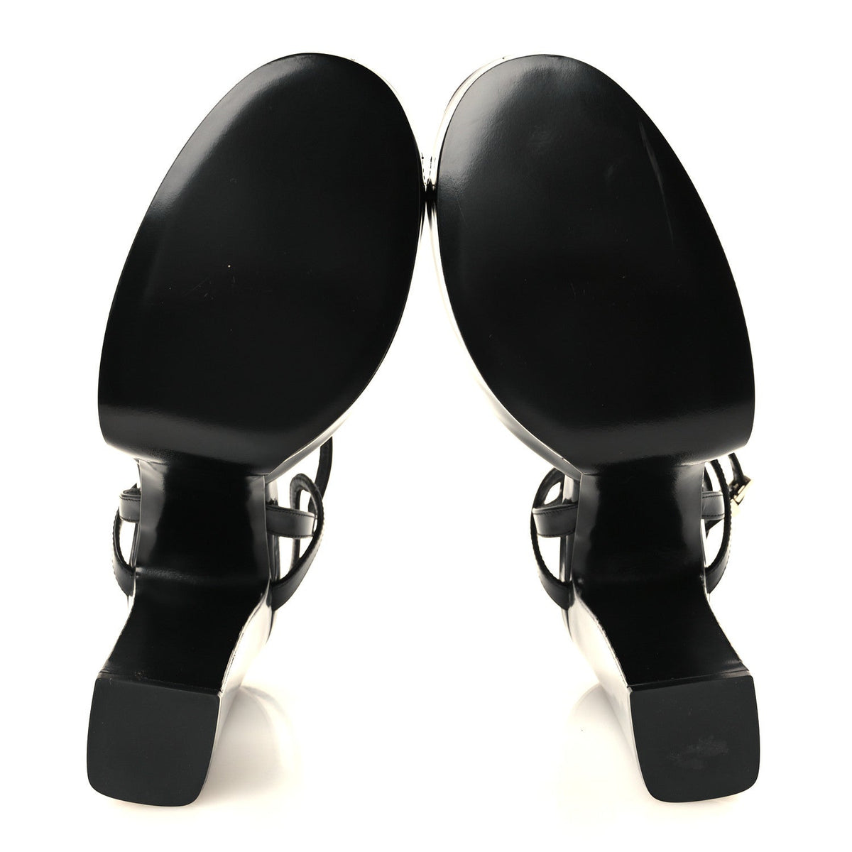 Gucci Regent Calfskin Nizza 95mm Women's Platform Sandals 39 Black