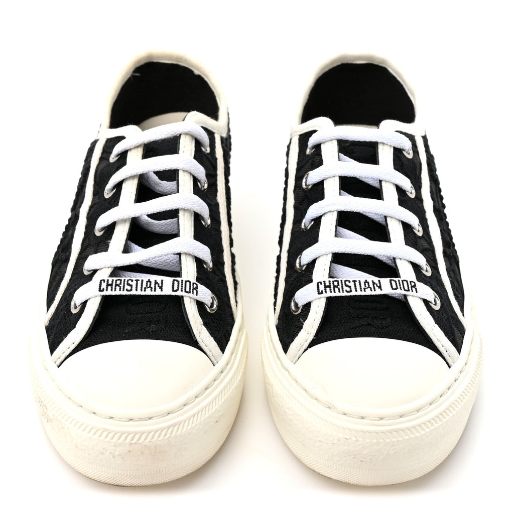 Dior Macramé Embroidered Cotton Women's Walk'N'Dior Sneakers 36 Black and White