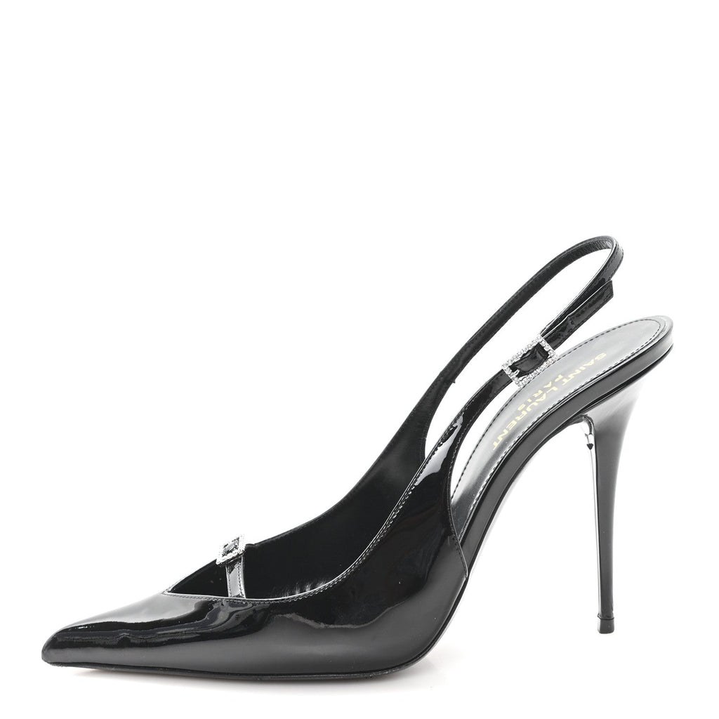 Saint Laurent Patent Leather Women's Vernice Slingback Pumps 39 Black