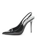 Saint Laurent Patent Leather Women's Vernice Slingback Pumps 39 Black