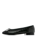 Patent Calfskin Crocodile Embossed Ballerina Flats Dark Green Black