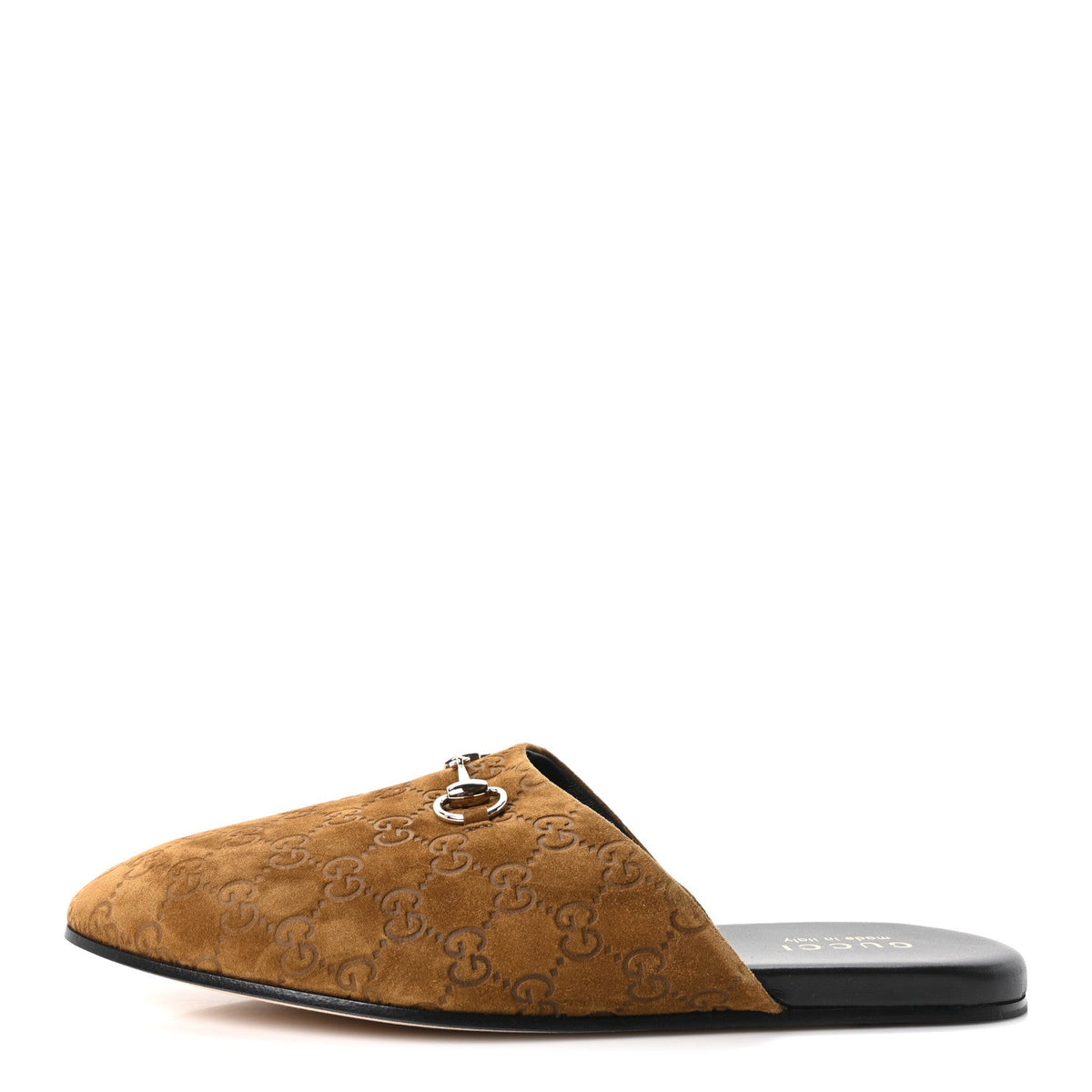 Gucci Suede Cachemire Men's Monogram Princetown Slippers 10 Pepper Brown