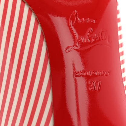 Christian Louboutin Patent Leather Women's Pigalle Follies Stripes 100 Pumps 37 Smoothie White