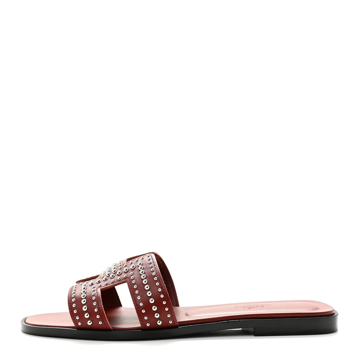 Calfskin Studded Oran Sandals Rouge Tomette