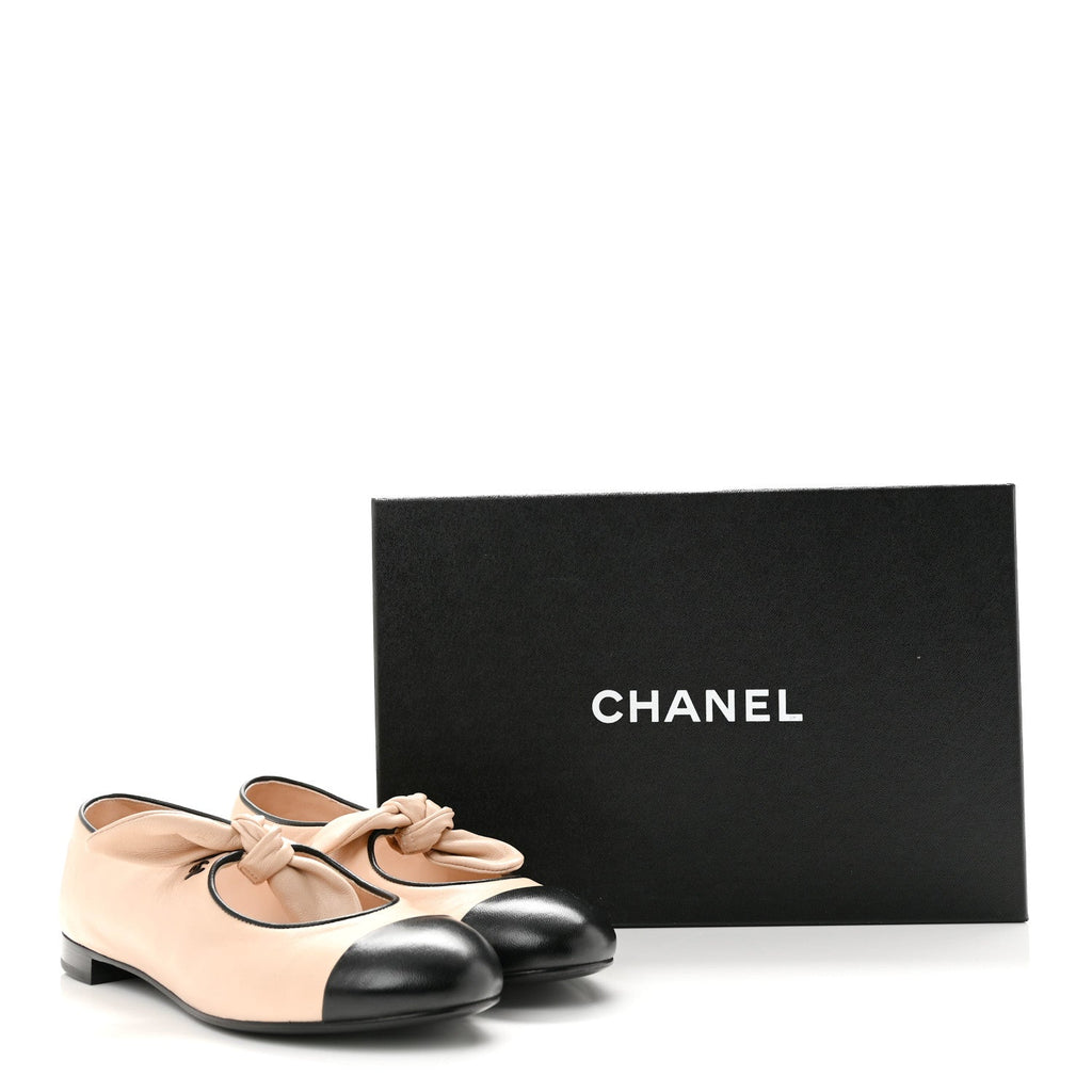 Chanel Lambskin Bow Mary Jane Women's Flats