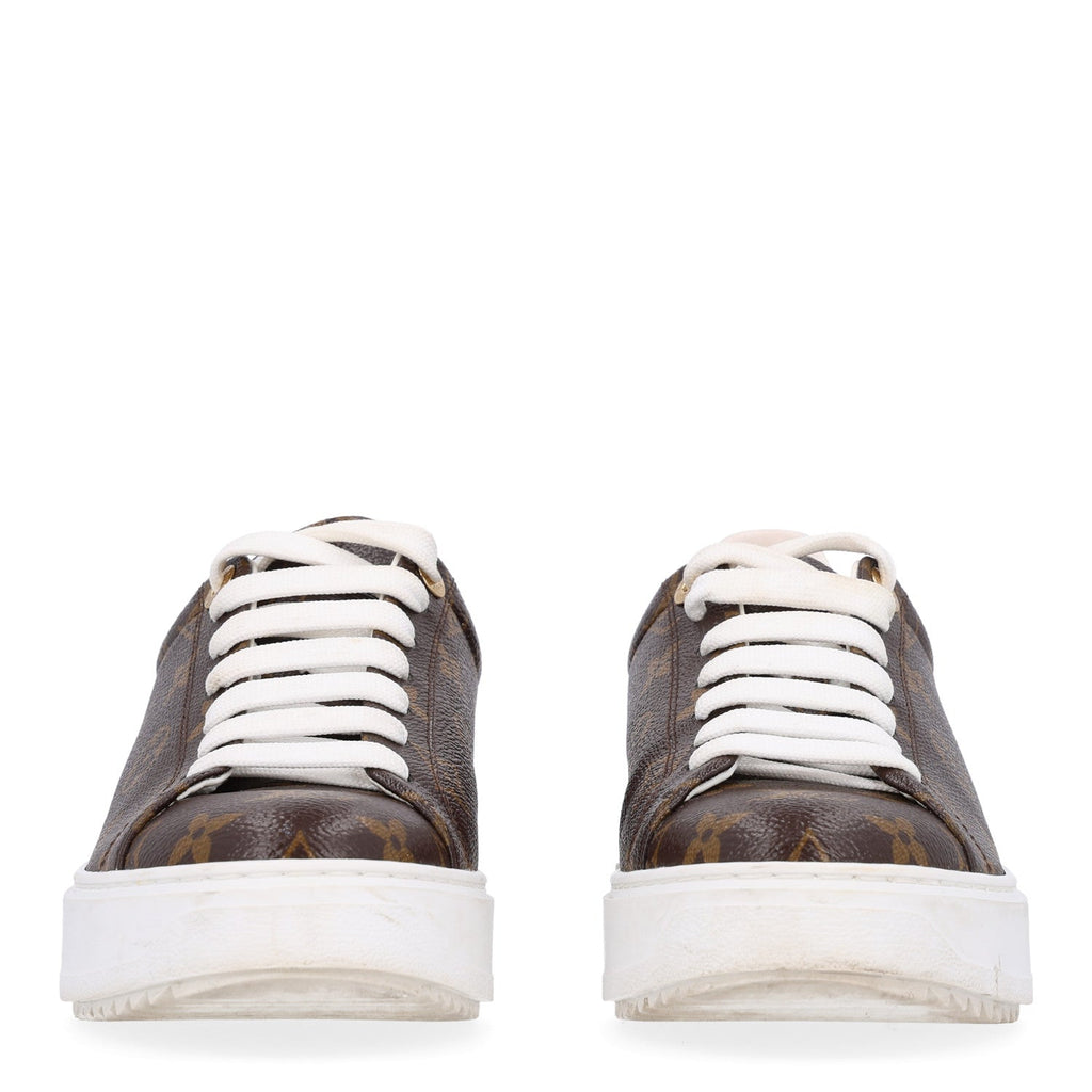 Louis Vuitton Monogram Women's Time Out Sneakers 38.5 Brown