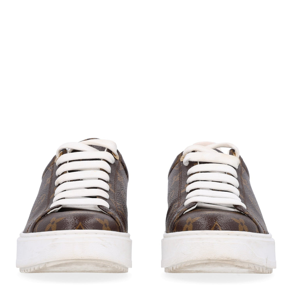 Louis Vuitton Monogram Women's Time Out Sneakers 38.5 Brown