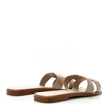 Hermes Box Calfskin Oran Women's Sandals Camel