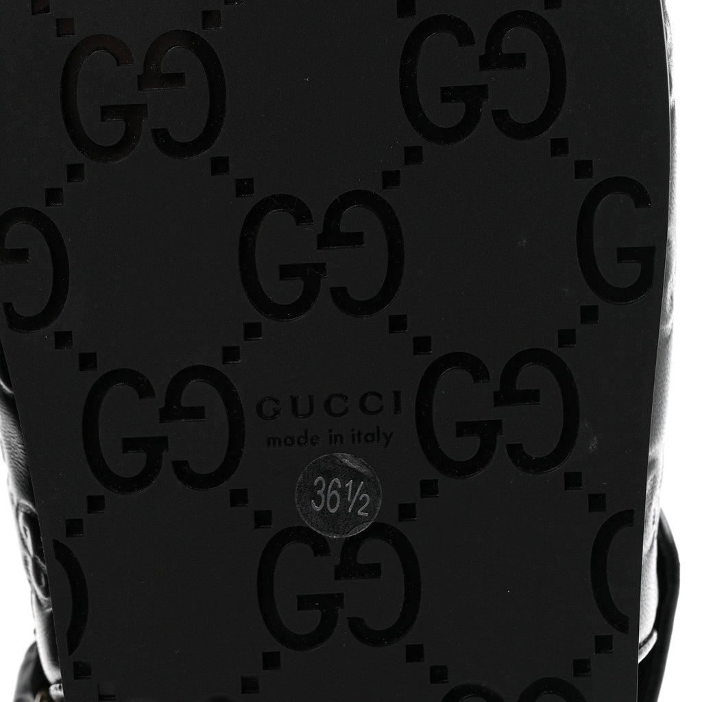 Gucci Embossed Calfskin Women's Guccissima GG Sandals 36.5 Black