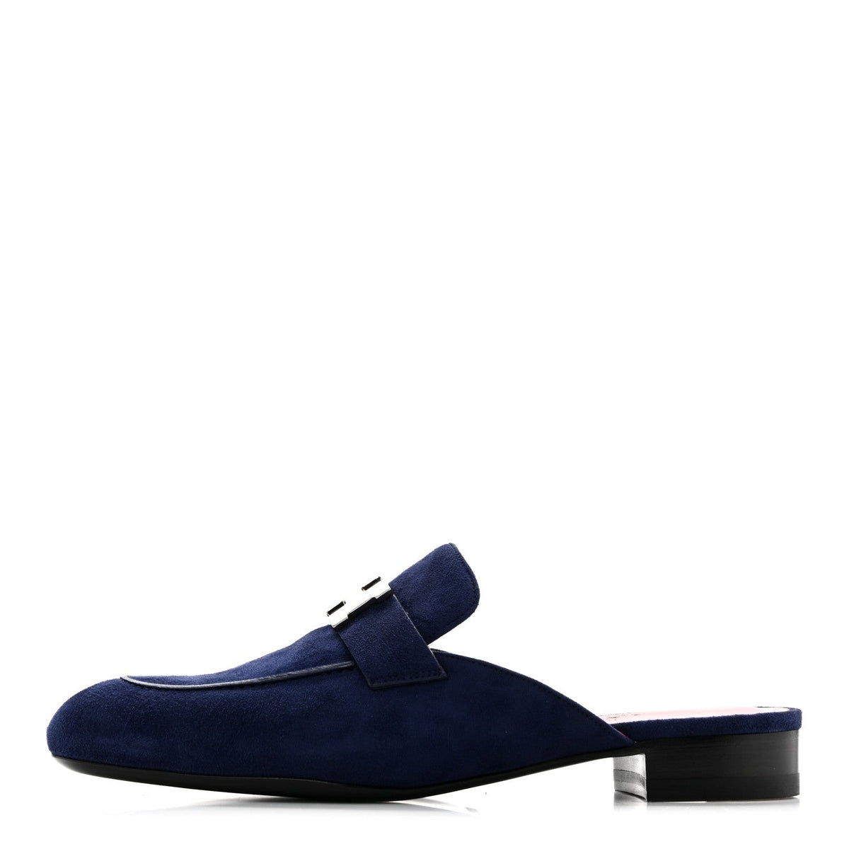 Suede Goatskin Trocadero Mule Bleu Diplomatique