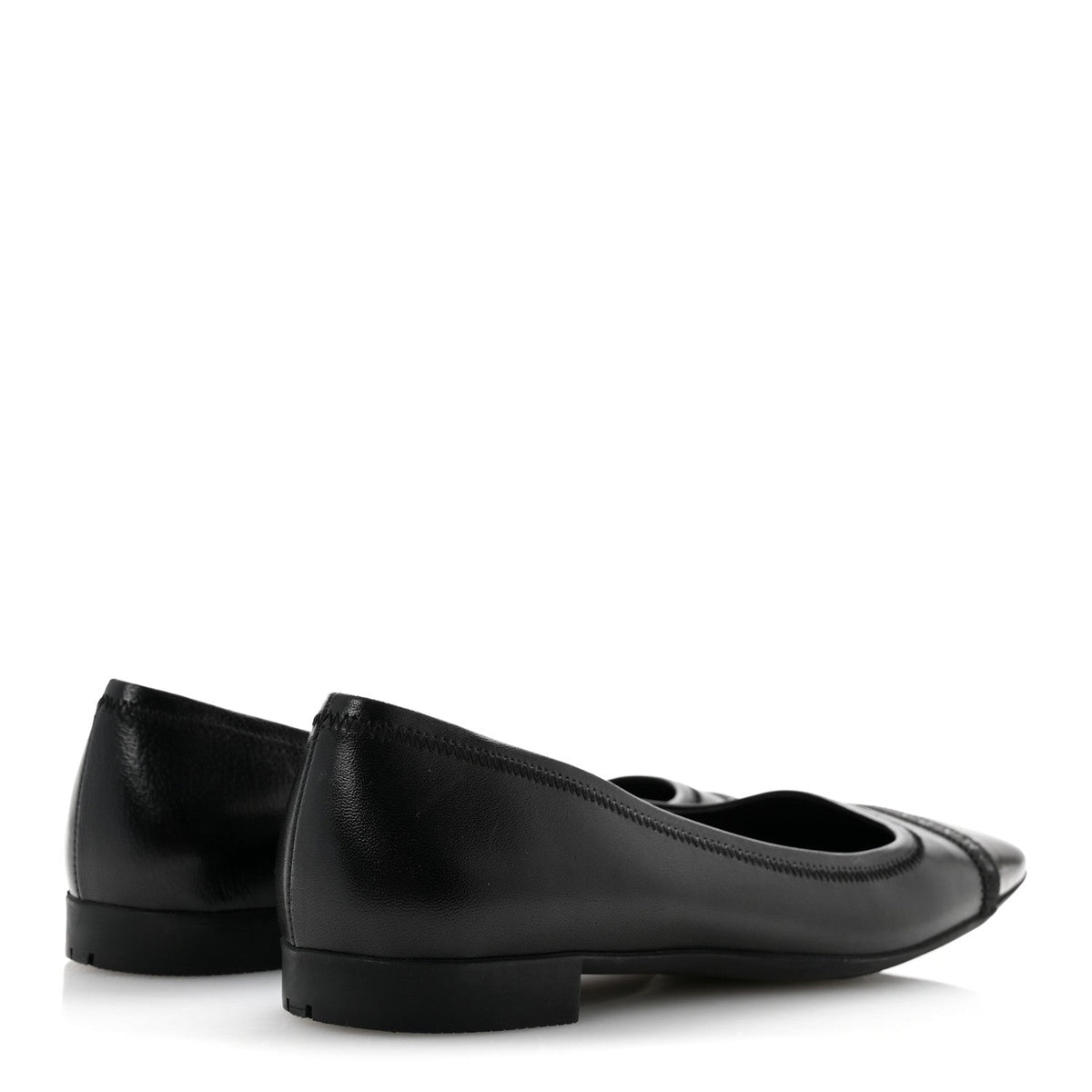 Prada Nappa Metallic Women's Square Toe Ballerina Flats 35.5 Black
