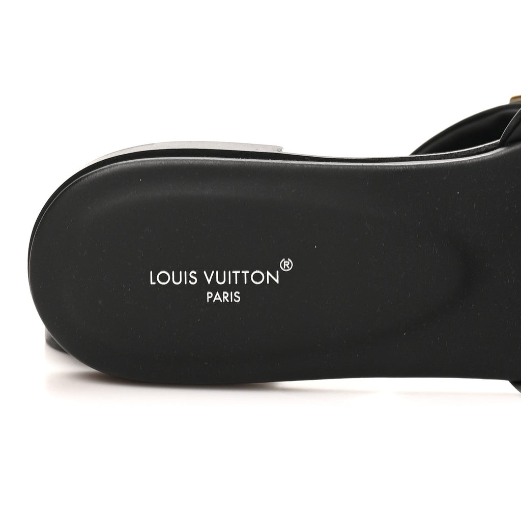 Louis Vuitton Calfskin Women's LV Mare Flat Mules 37.5 Black
