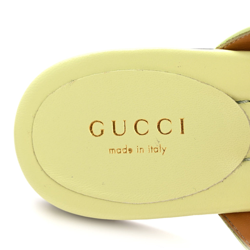 Gucci Calfskin Women's Double G Thong Flat Sandals 35 Pistachio Green