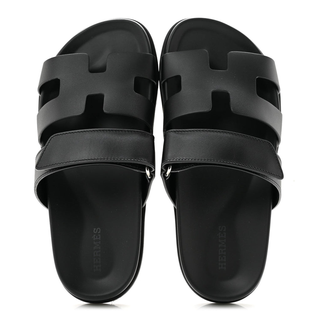 Hermes Calfskin Women's Chypre Sandals 36 Black