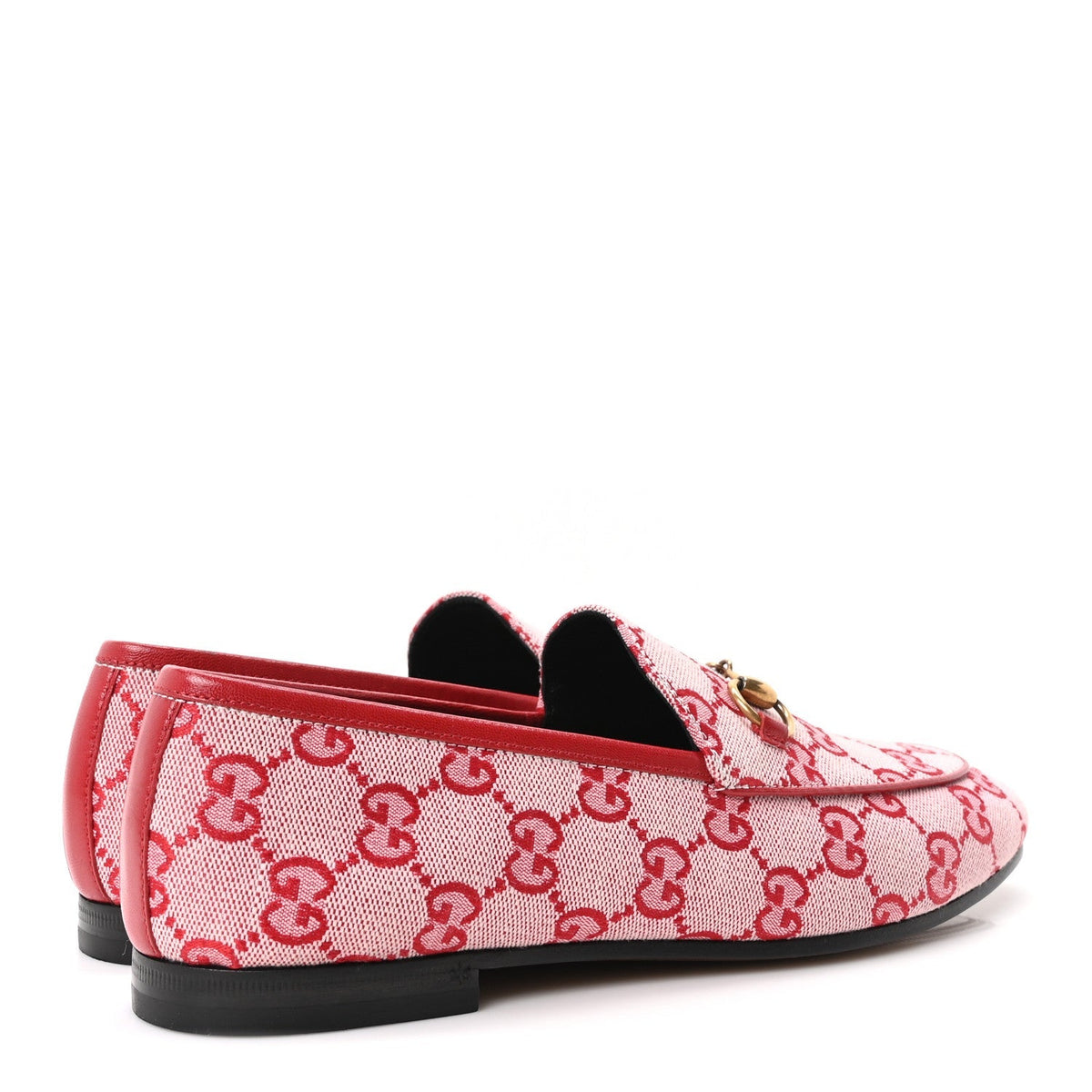 Gucci Canvas Women's GG Jordaan Loafers 37.5 Hibiscus Red