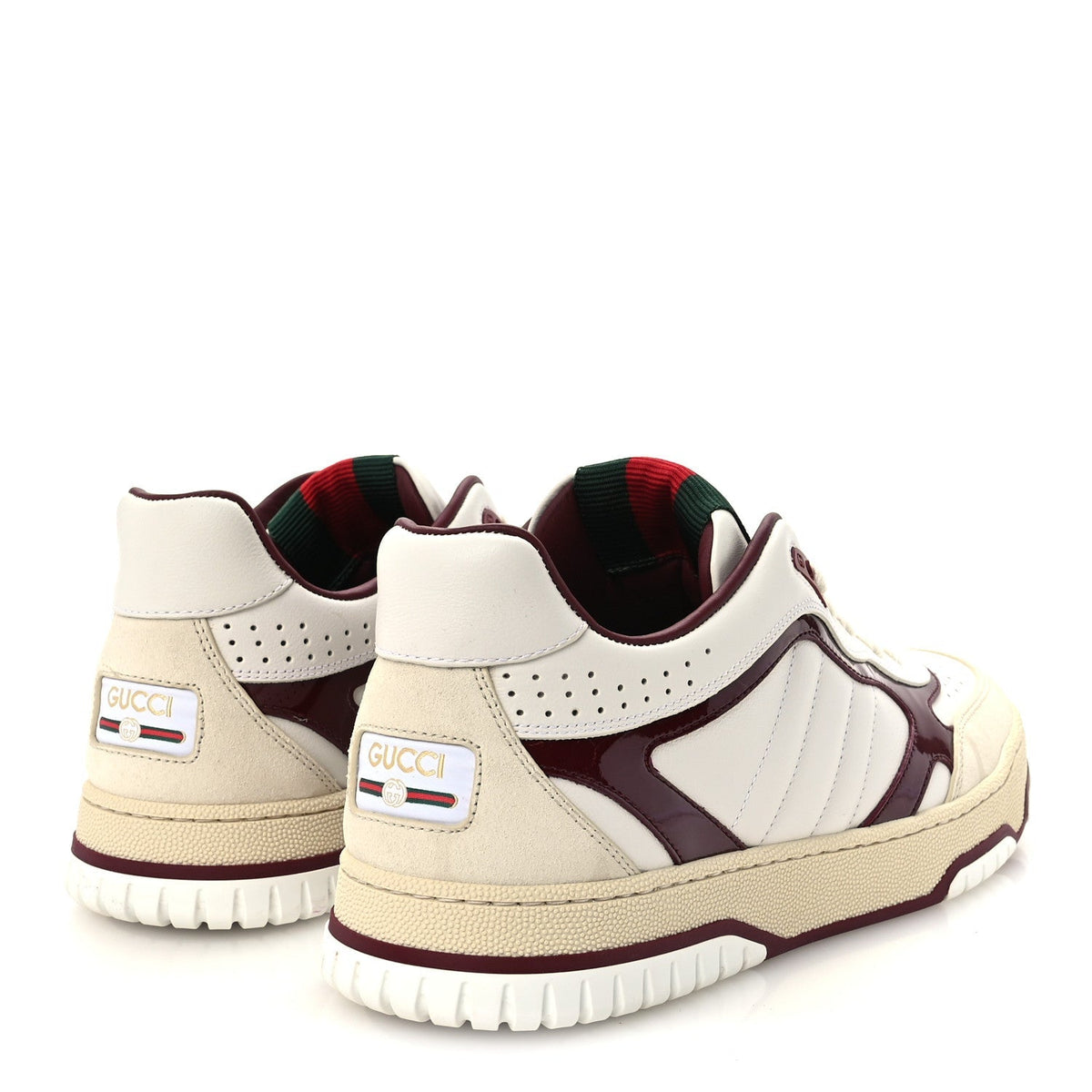 Gucci Calfskin Suede Women's Re-Web Sneakers 39.5 White Red