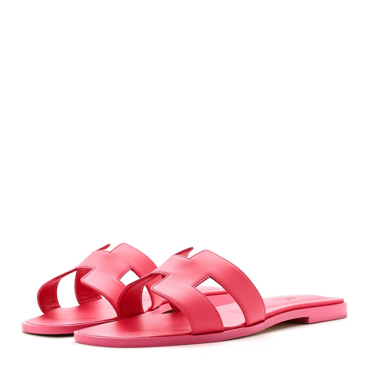 Hermes Epsom Calfskin Women's Oran Sandals 38.5 Rose Mexico
