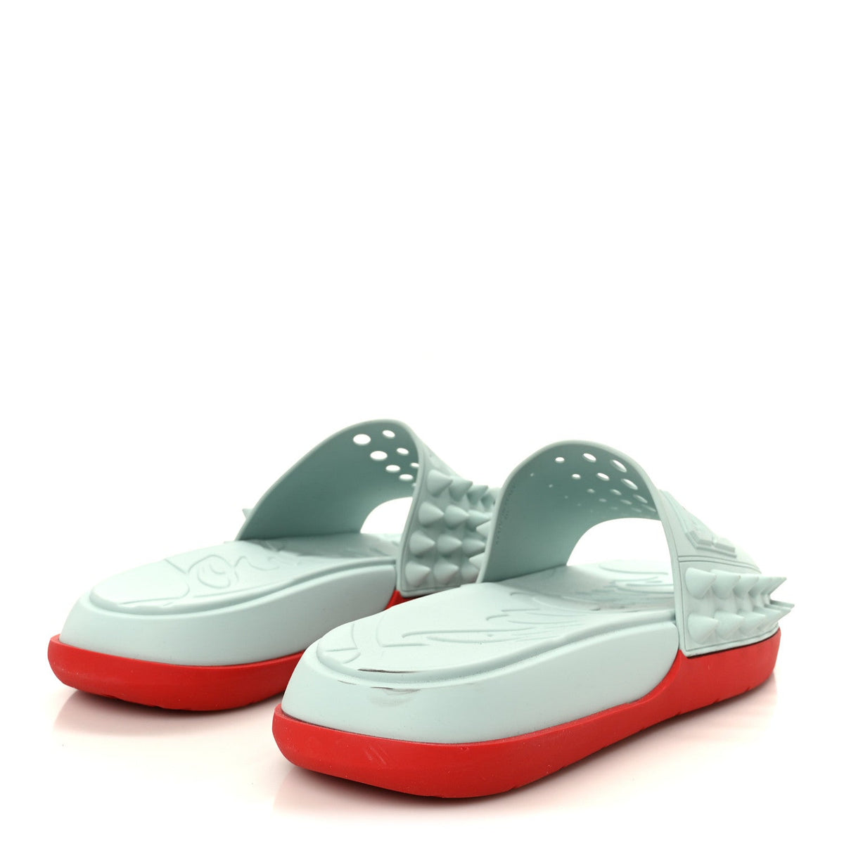 Christian Louboutin Rubber Men's Take It Easy Flat Slide Sandals 46 Iceberg