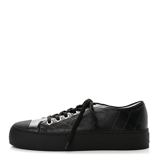 Chanel Lambskin Printed Logo Women's Sneakers 38 Black