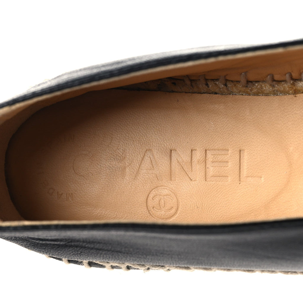 Chanel Lambskin Women's CC Espadrilles 38 Black