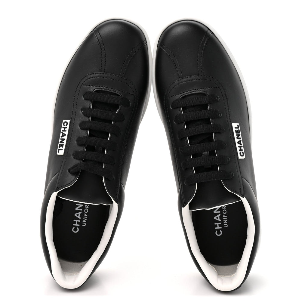 Chanel Calfskin Women's CC Uniform Sneakers 39 Black