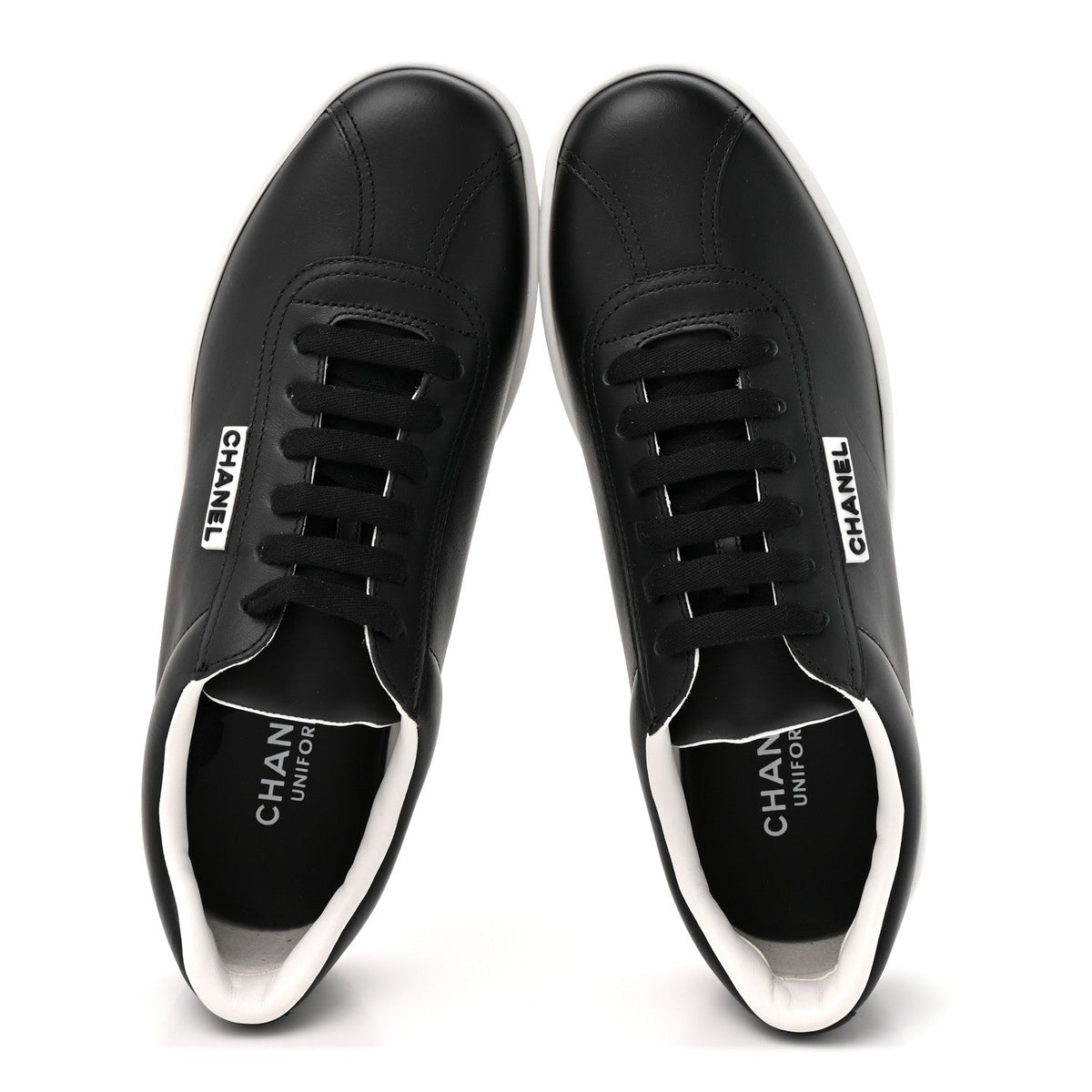 Chanel Calfskin Women's CC Uniform Sneakers 39 Black