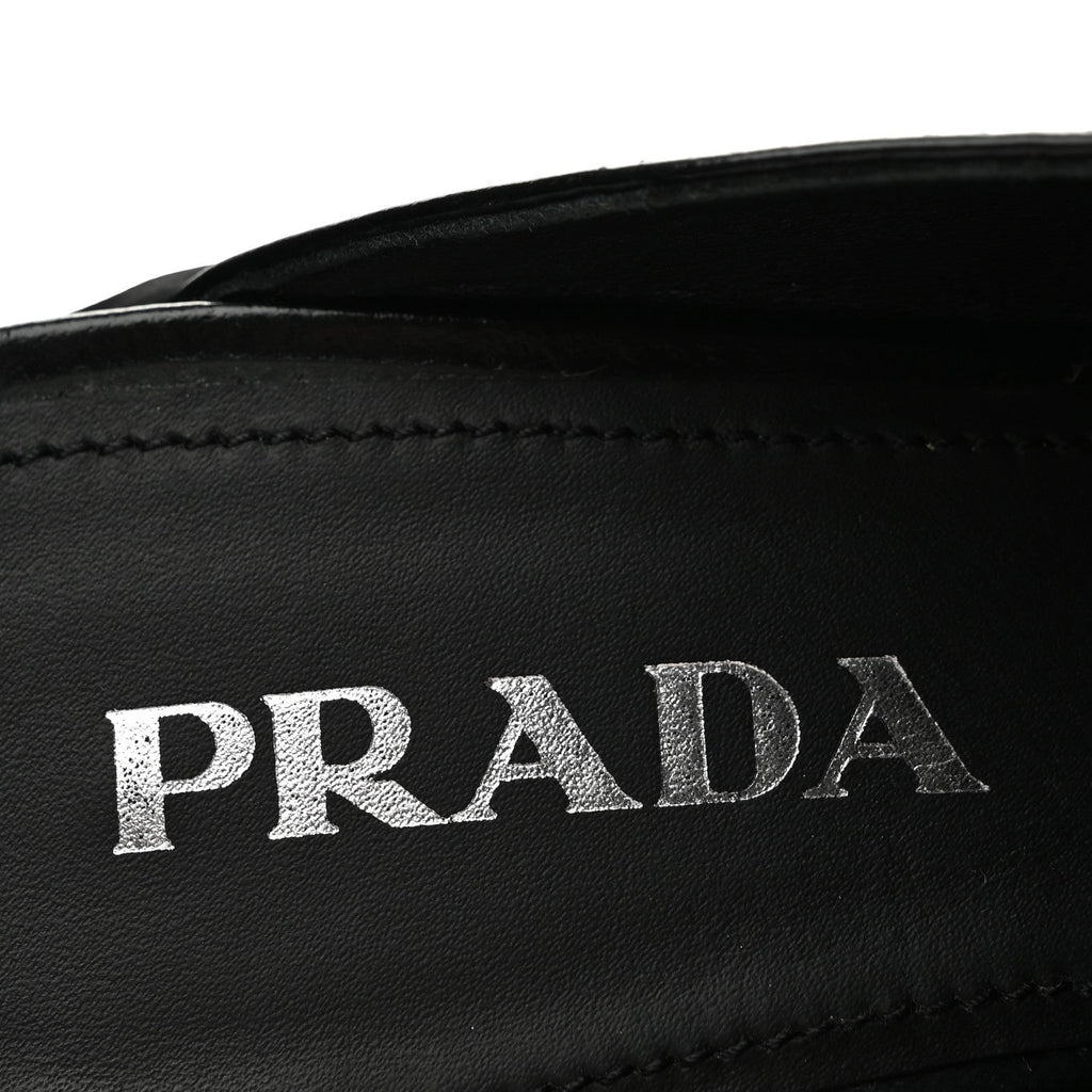 Prada Spazzolato Women's Platform Loafer Mules 38.5 Black