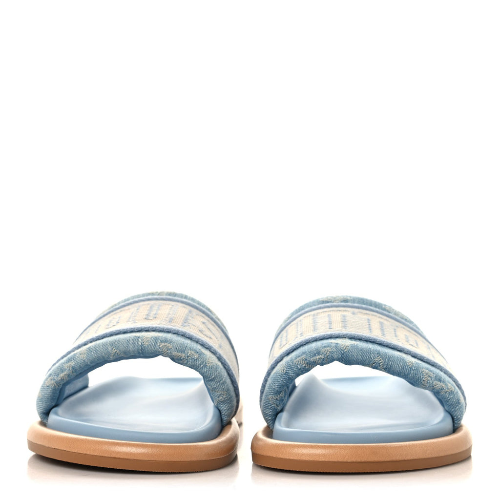 Louis Vuitton Monogram Denim Women's LV Bliss Comfort Mules 39 Turquoise