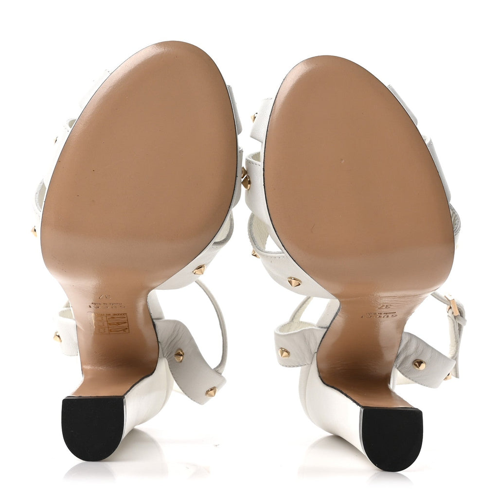 Gucci Calfskin Women's Studded Sandals 37 White
