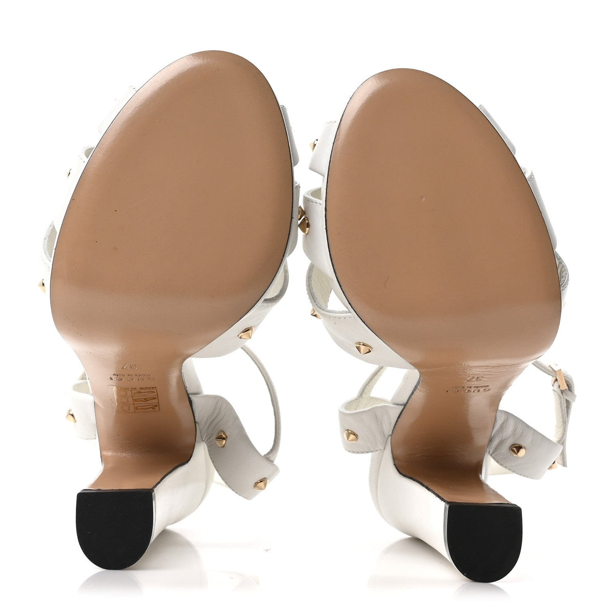 Gucci Calfskin Women's Studded Sandals 37 White