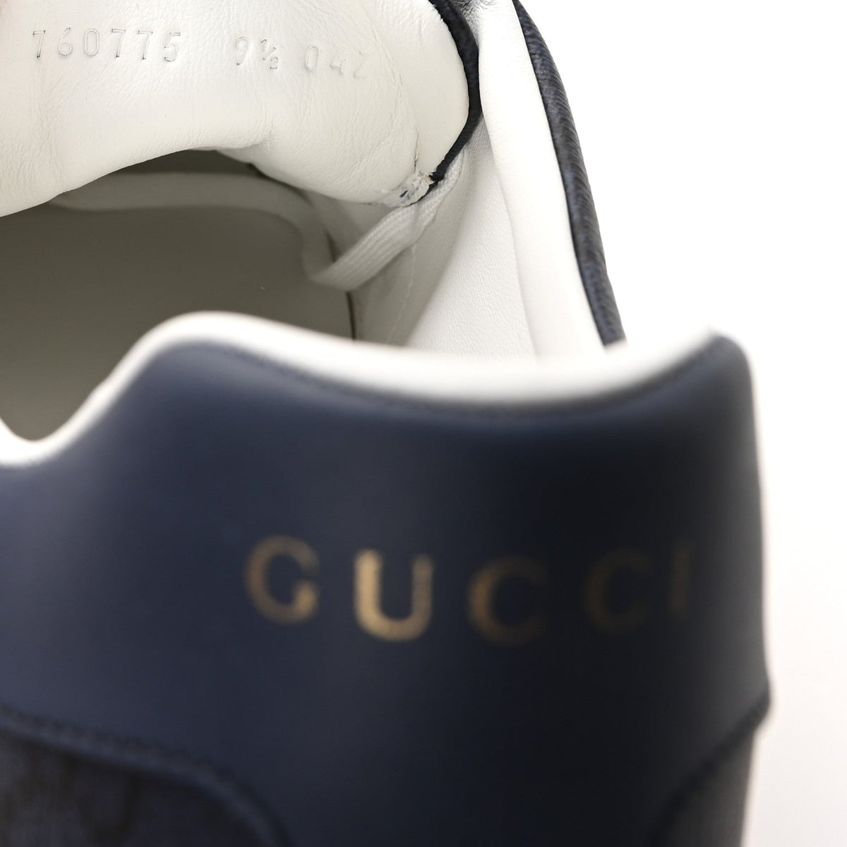 Gucci GG Supreme Canvas Monogram Men's New Ace Sneakers 9.5 Dark Blue