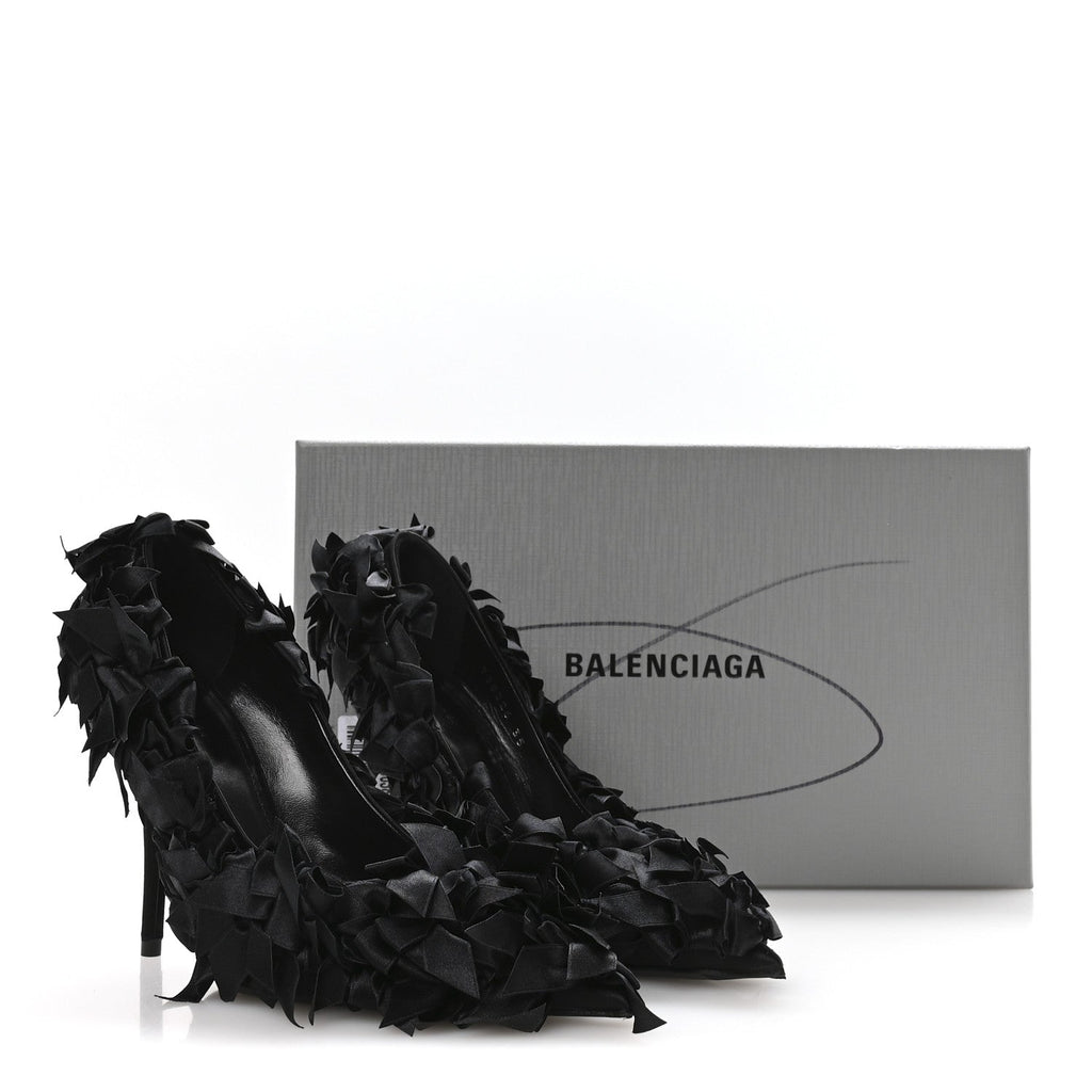 Balenciaga Satin Women's Marie A Bows All Over 110mm Pumps 35 Black