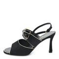Suede CC Bow Slingback Pumps Black Gold