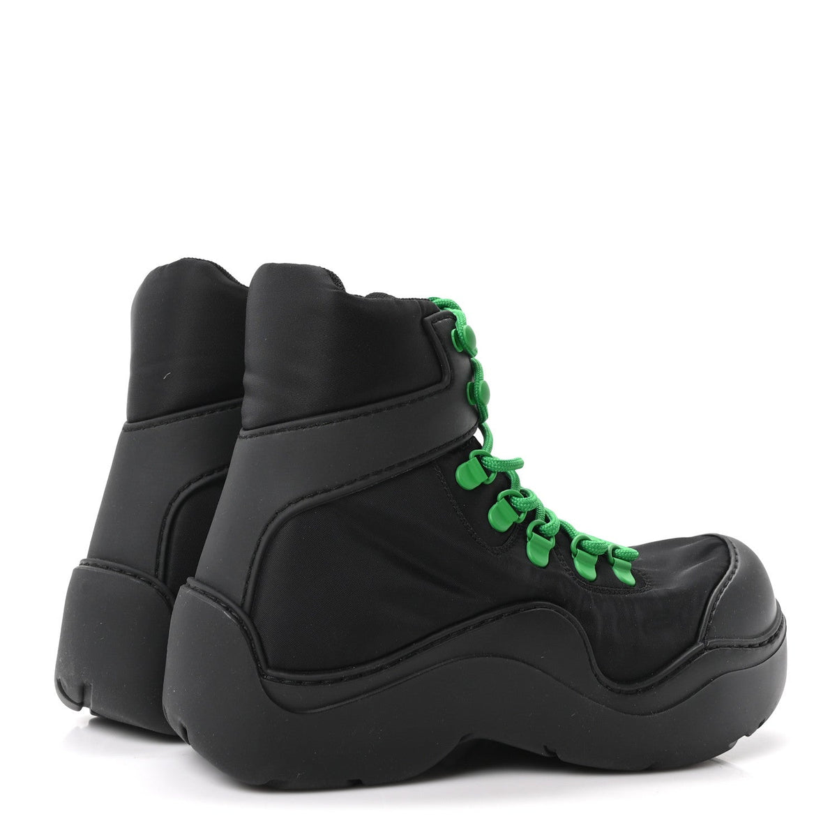 Bottega Veneta Technical Fabric Rubber Women's Puddle Bomber Boots 36 Black Grass