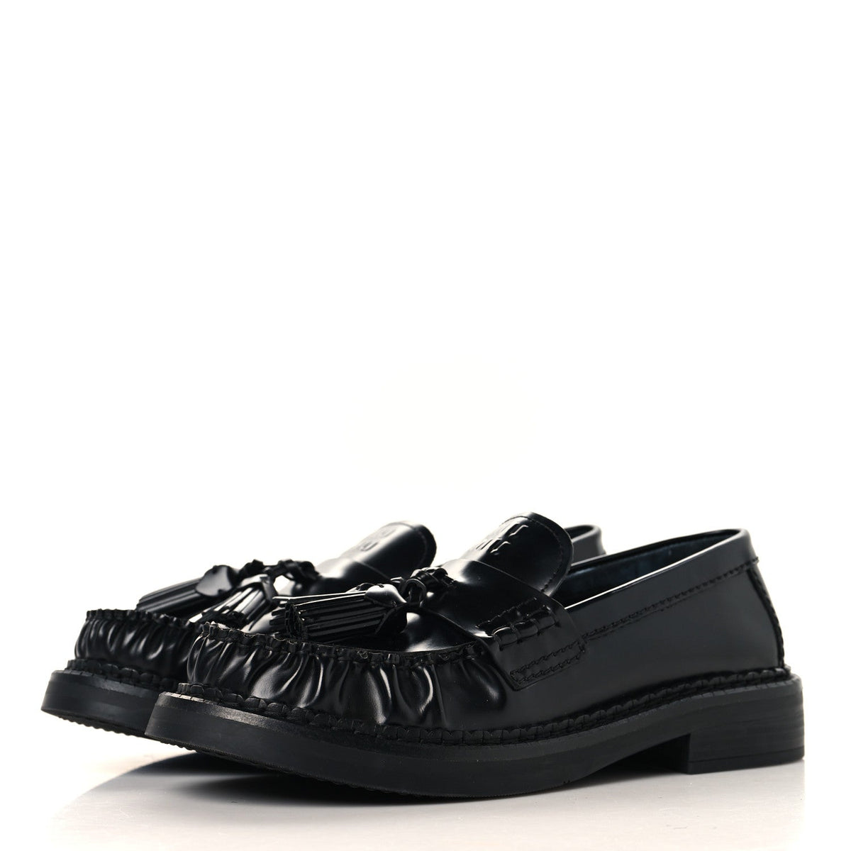 Miu Miu Spazzolato Calfskin Women's Tassel Loafers 36.5 Black