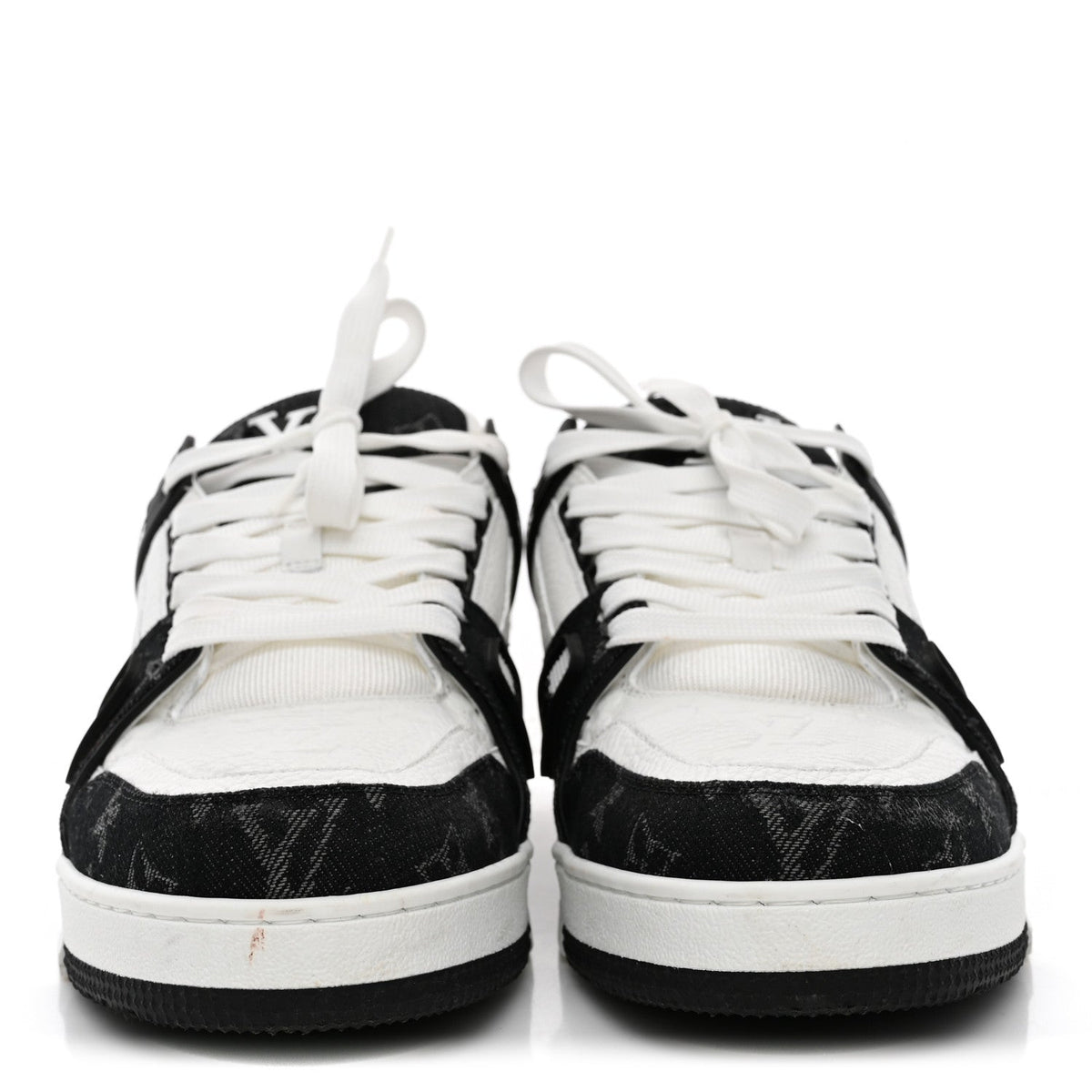 Louis Vuitton Calfskin Denim Men's LV Trainer Sneakers 10 Black