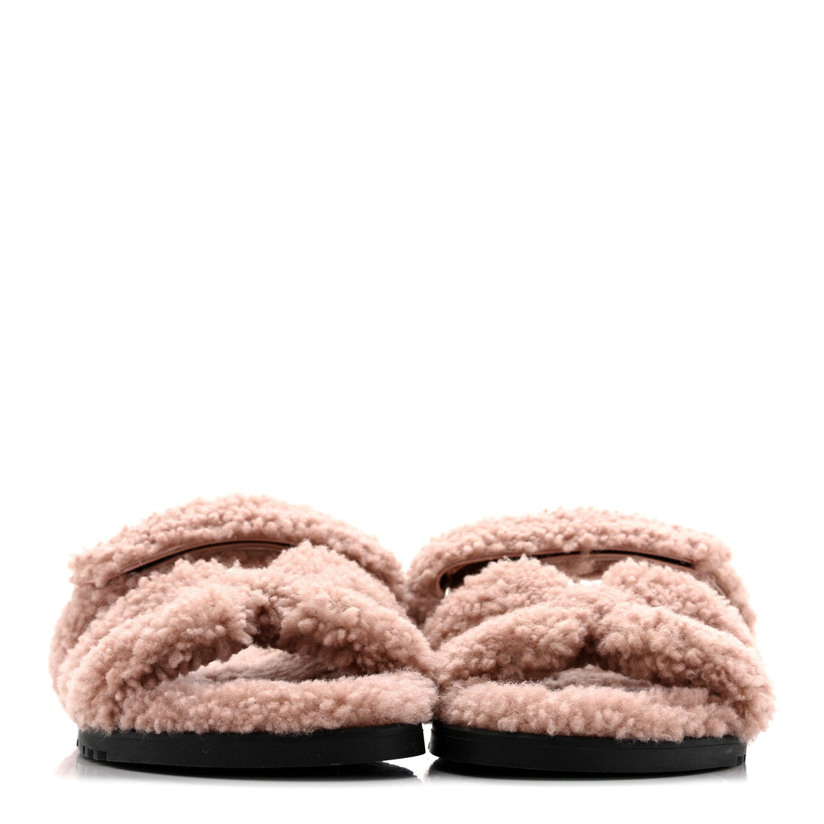 Hermes Woolskin Women's Chypre Sandals 39.5 Bois De Santal