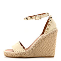 Garavanigrained Calfskin Rockstud Ankle Strap Espadrille /105Mm Wedge 