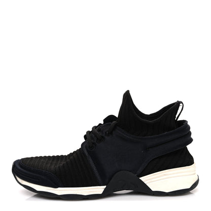 Chanel Stretch Fabric Women's CC Sneakers 36 Black