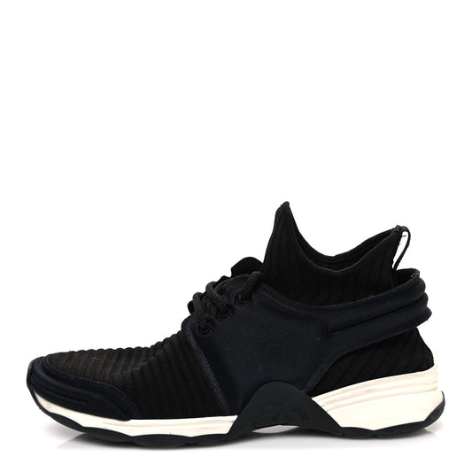 Chanel Stretch Fabric Women's CC Sneakers 36 Black