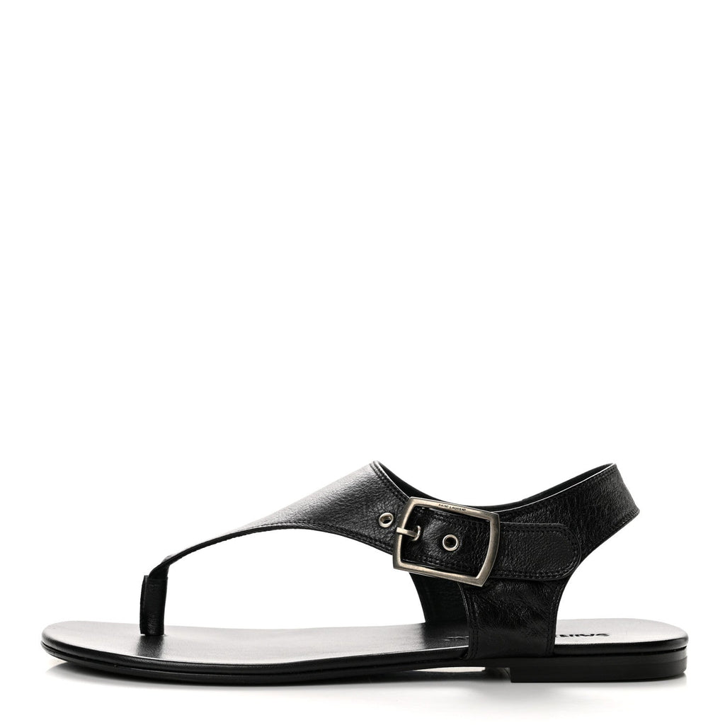 Saint Laurent Calfskin Women's Incrociato Denver Monogram Sandals 36 Black
