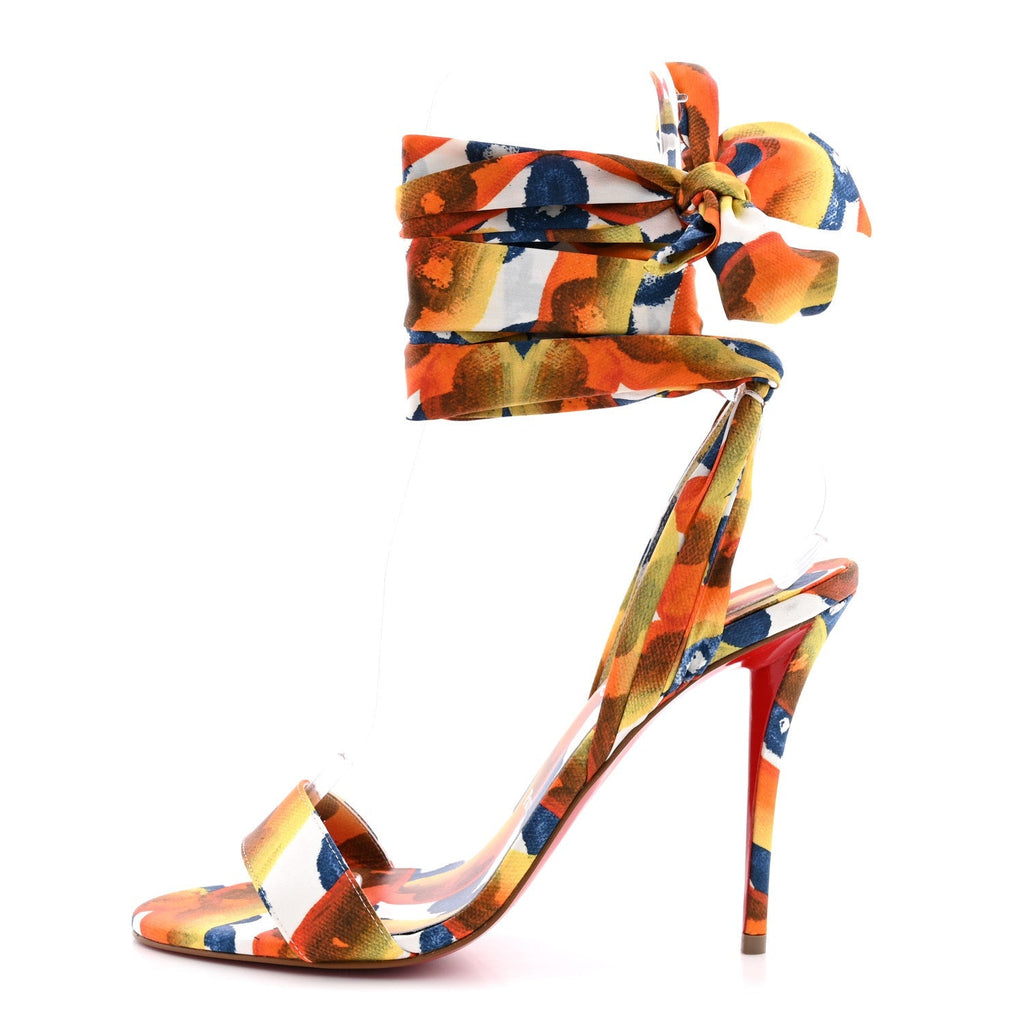 Christian Louboutin Satin Women's Miss Z Du Desert Sandals 39.5 Multicolor