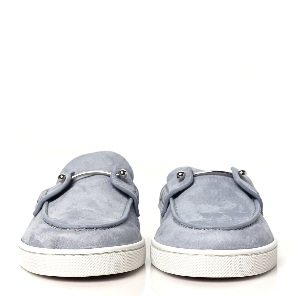 Christian Louboutin Nubuck Women's Chanme Donna Flat Boat Flats 40.5 Jumbo Grey