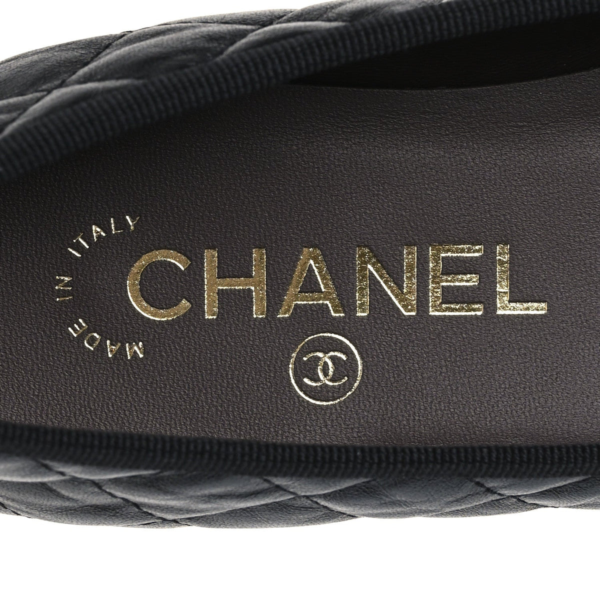 Chanel Quilted CC Cap Toe Women's Ballerina Flats Dark Brown