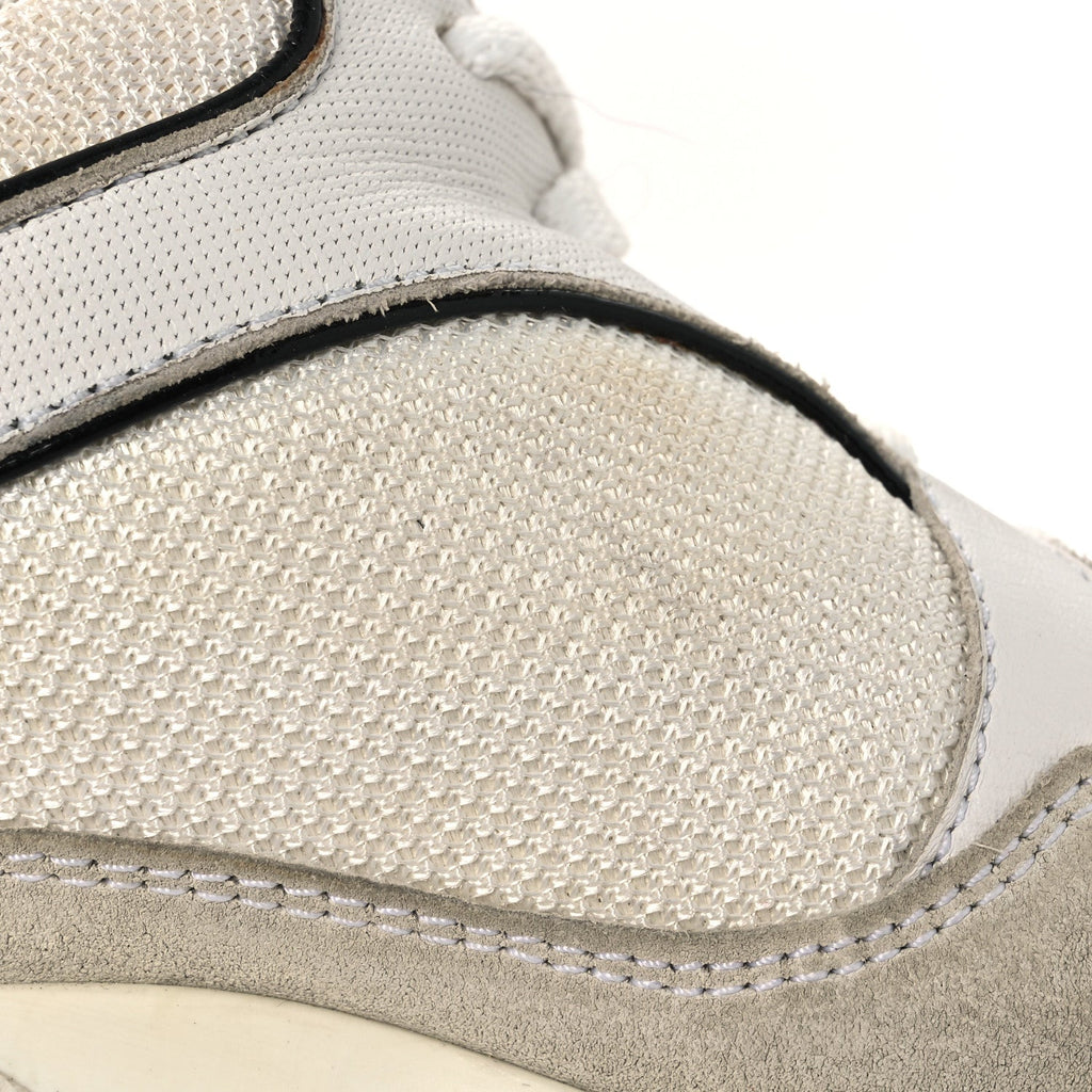 Chanel Mesh Suede Calfskin Women's CC Sneakers 37.5 White Black