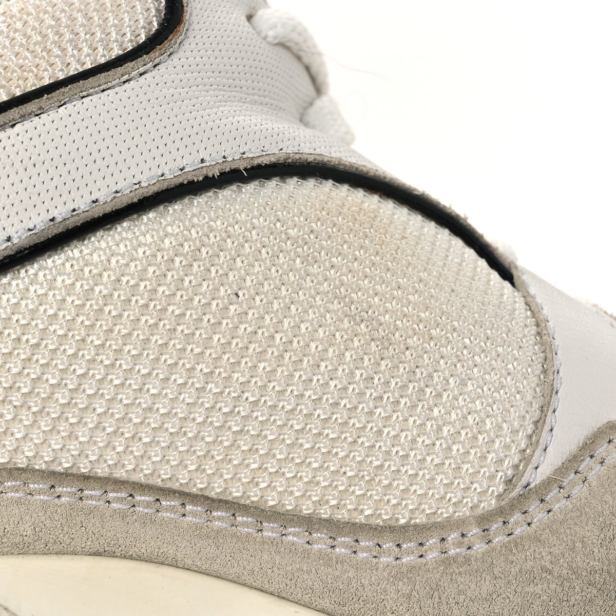 Chanel Mesh Suede Calfskin Women's CC Sneakers 37.5 White Black