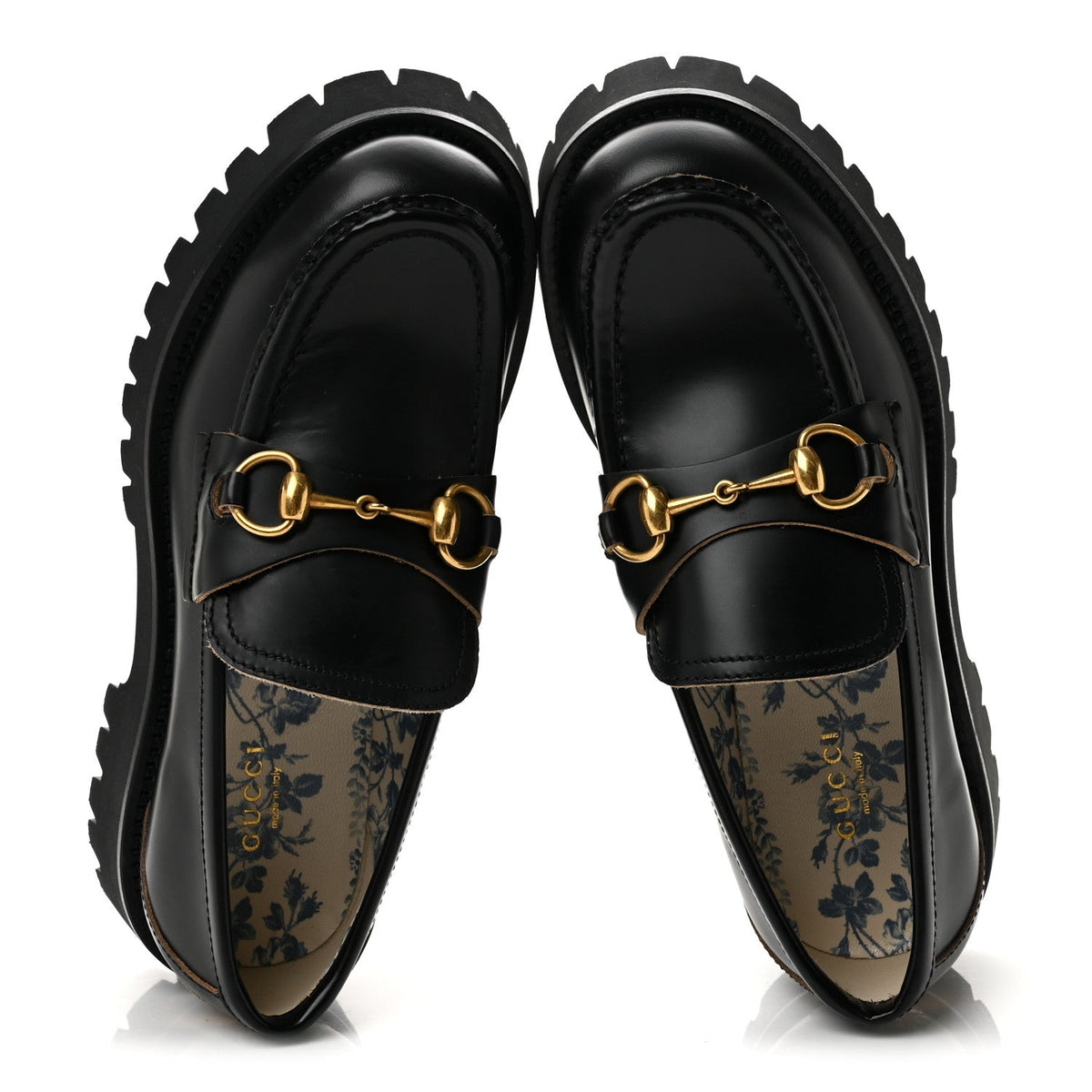 Gucci Cordovan Lux Women's Harald Horsebit 25mm Platform Loafers 37.5 Black