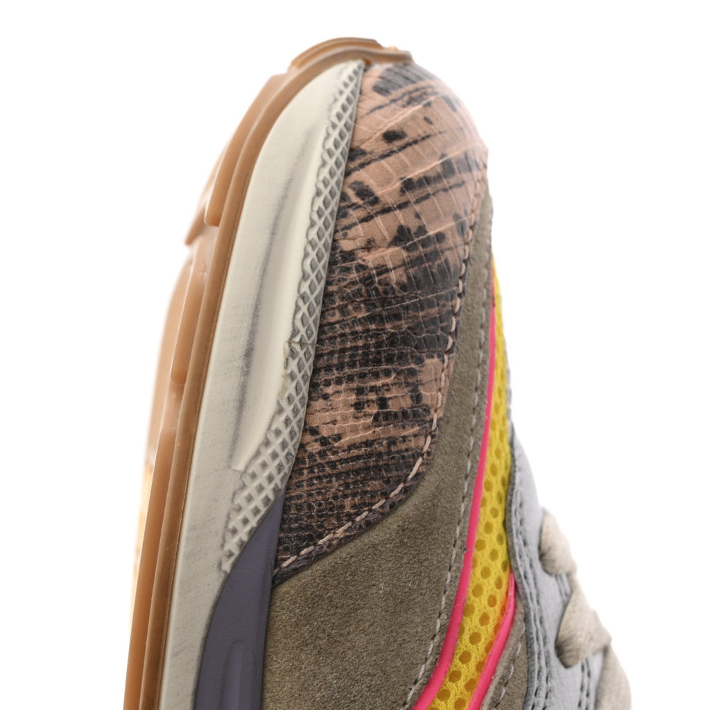 Gucci Suede Calfskin Tejus Printed Women's Ultrapace Sneakers 37.5 Pink Silver Oatmeal Yolk